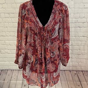 NWT Banana Republic Paisley Sheer Blouse Plums